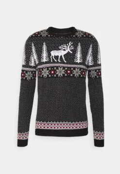 Pier One Wintery Christmas Jumper- Jumper - Black