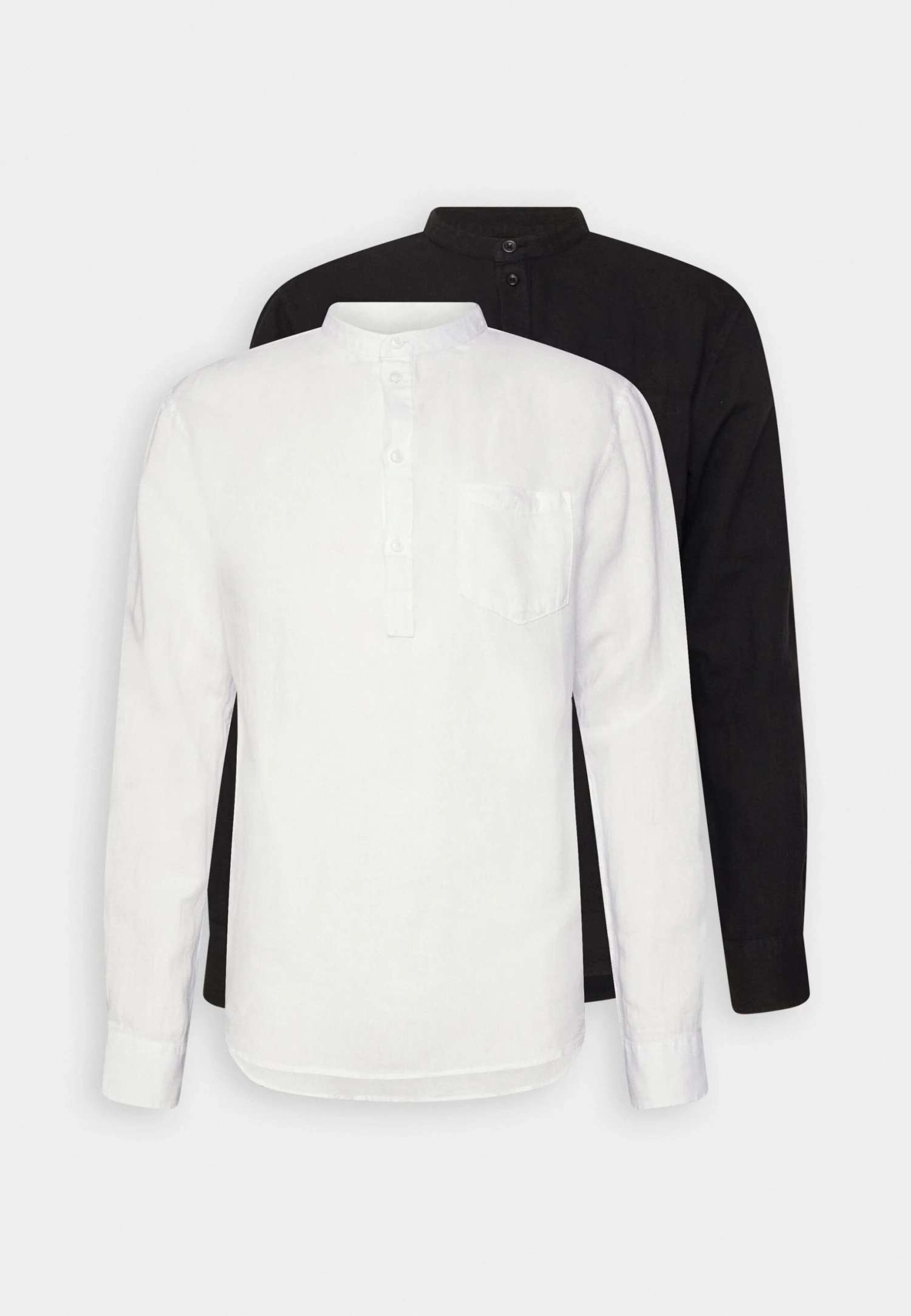 Pier One Linen Cotton Mix 2 Pack - Shirt - White/Black 1 Pier One Linen Cotton Mix 2 Pack - Shirt - White/Black