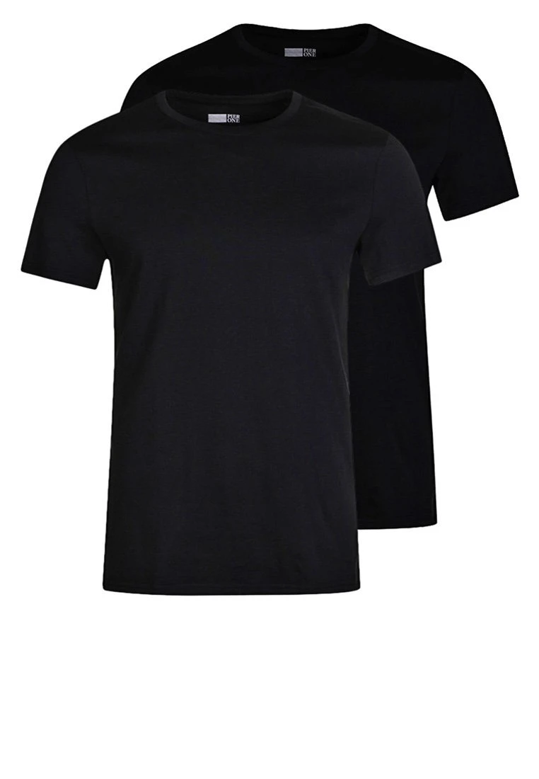 Pier One 2 Pack - Basic T-Shirt - Black 1 Pier One 2 Pack - Basic T-Shirt - Black