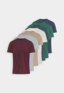 Pier One 7 Pack - Basic T-Shirt - Blue/Mottled Bordeaux/White -Pier One Sales Store 40238aec486841c1aa91cee1f0bc607e