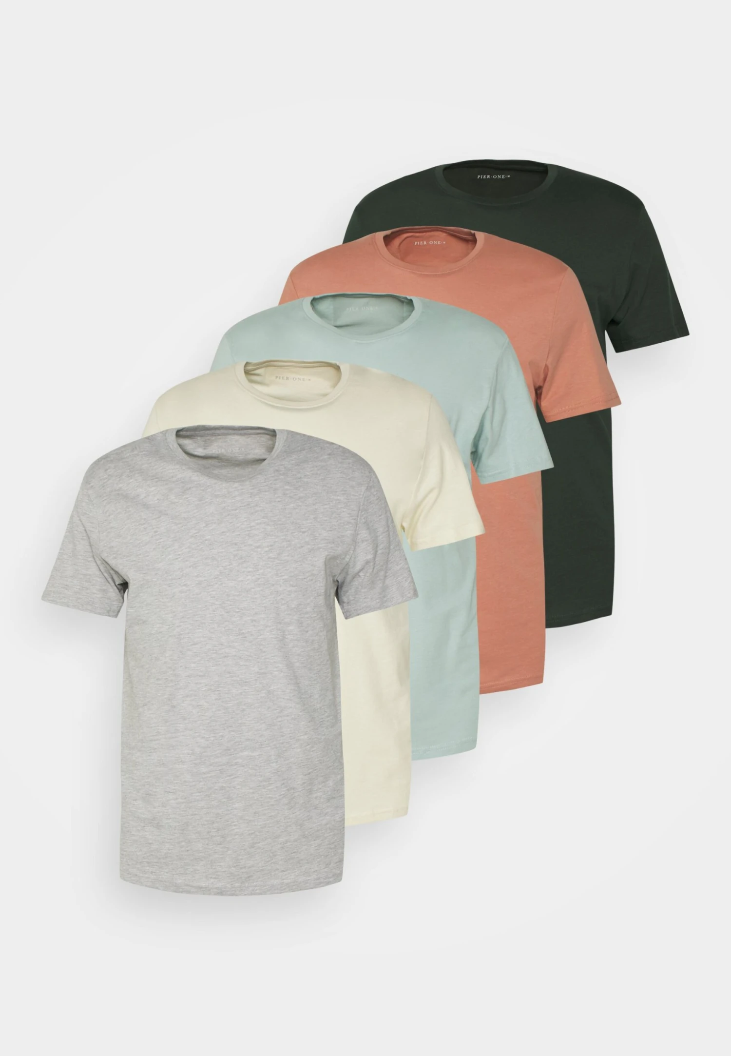 Pier One 5 Pack - Basic T-Shirt - Stone/Blue/Mottled Light Grey - 2 Pier One 5 Pack - Basic T-Shirt - Stone/Blue/Mottled Light Grey - - Image 2