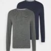 Pier One 2 Pack- Jumper - Dark Blue/Mottled Dark Grey