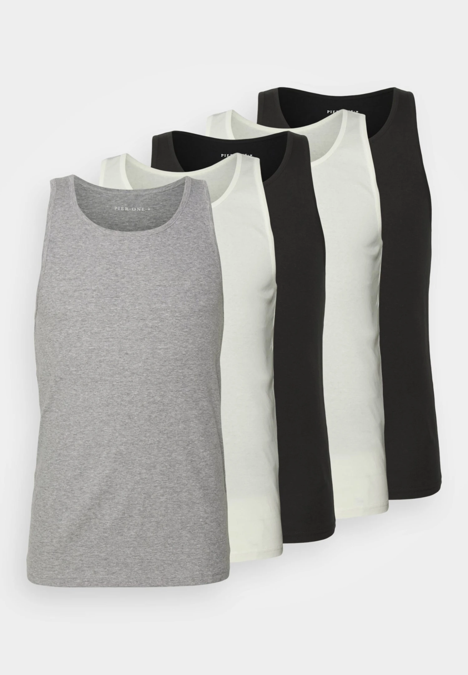 Pier One 5 Pack - Undershirt - 802 - Black_102 - Grey_001 - White 1 Pier One 5 Pack - Undershirt - 802 - Black_102 - Grey_001 - White