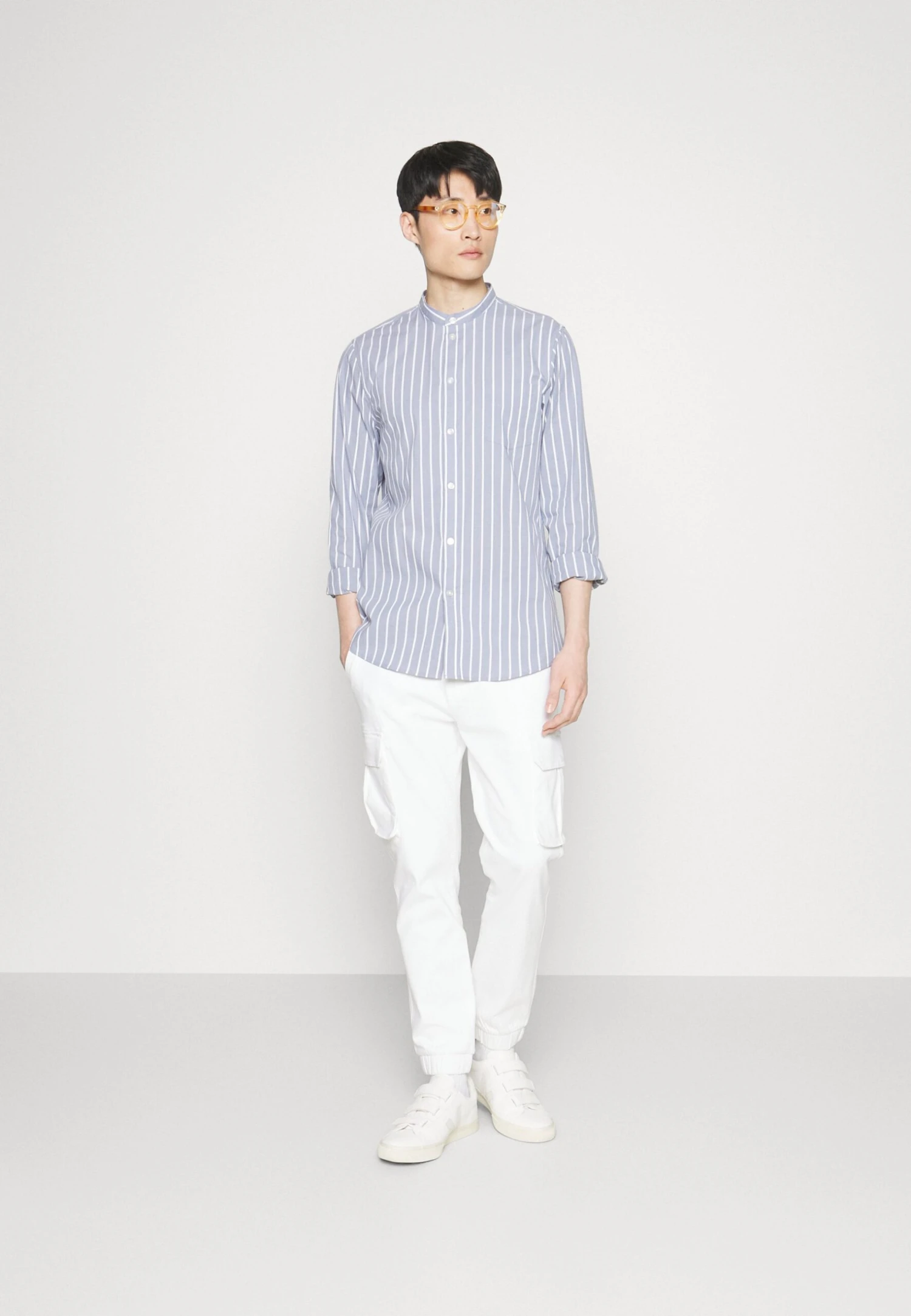 Pier One Muscle Fit Stand- Shirt - Blue 2 Pier One Muscle Fit Stand- Shirt - Blue - Image 2