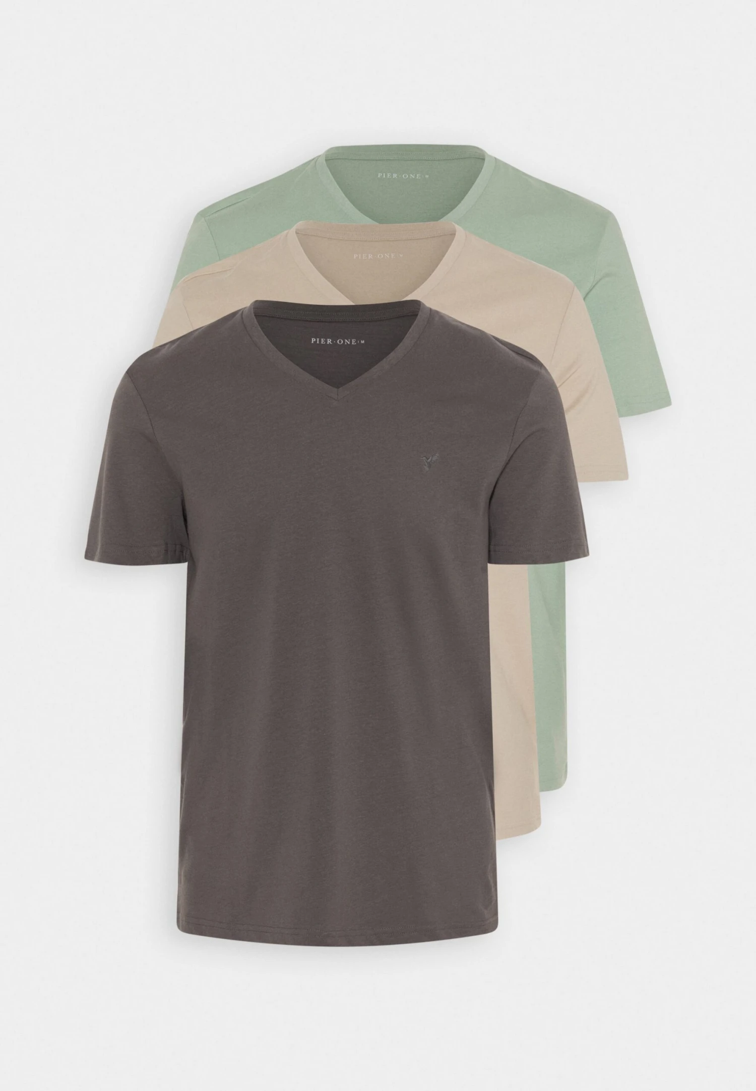 Pier One V Neck Bird Tonal 3 Pack - Basic T-Shirt - Mint/Off-Whit/Blue Grey 6 Pier One V Neck Bird Tonal 3 Pack - Basic T-Shirt - Mint/Off-Whit/Blue Grey - Image 6