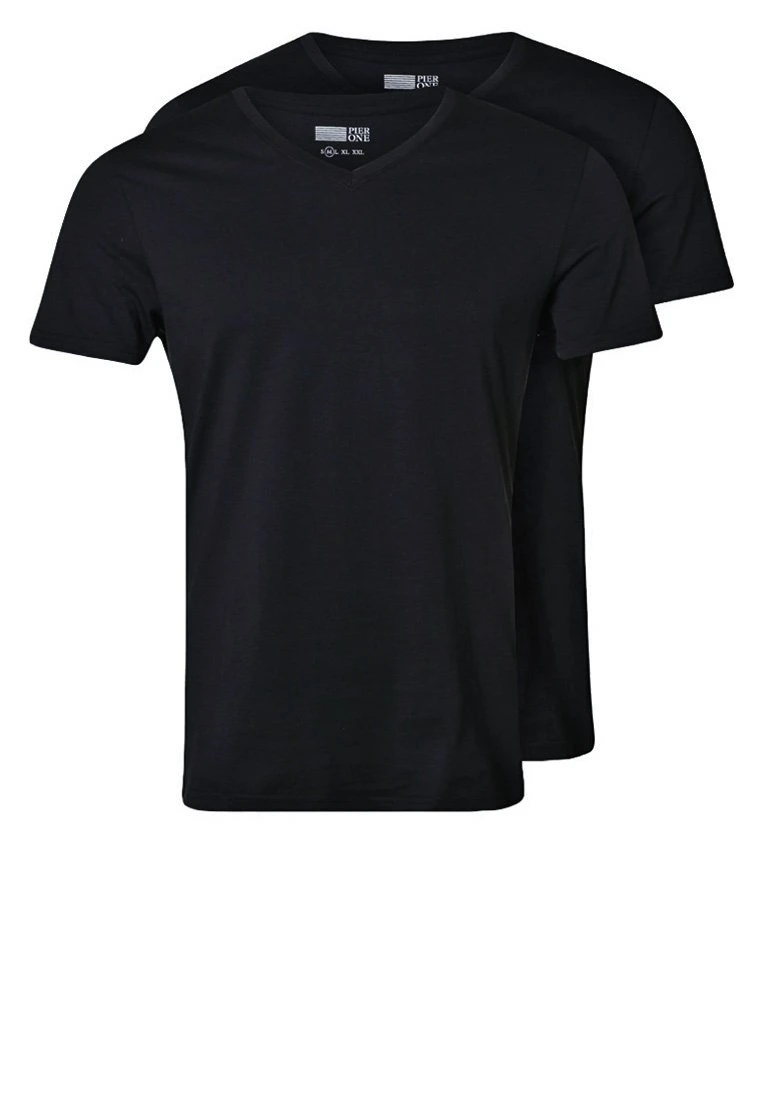 Pier One 2 Pack - Basic T-Shirt - Black 1 Pier One 2 Pack - Basic T-Shirt - Black