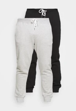 Pier One 2 Pack - Tracksuit Bottoms - Black/Mottled Light Grey