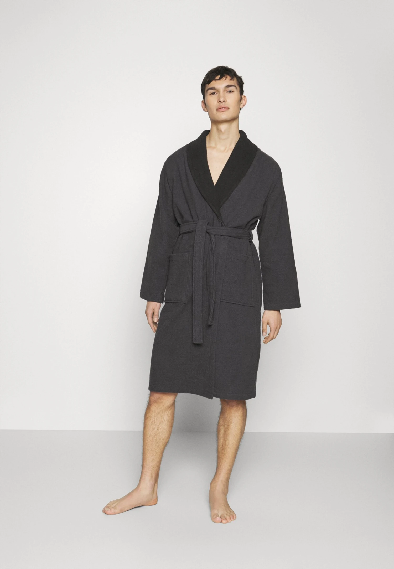 Pier One Shawl Towel Bathrobe - Dressing Gown - Dark Grey 1 Pier One Shawl Towel Bathrobe - Dressing Gown - Dark Grey