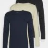 Pier One 3 Pack Unisex- Long Sleeved Top - Black/Dark Blue/Stone