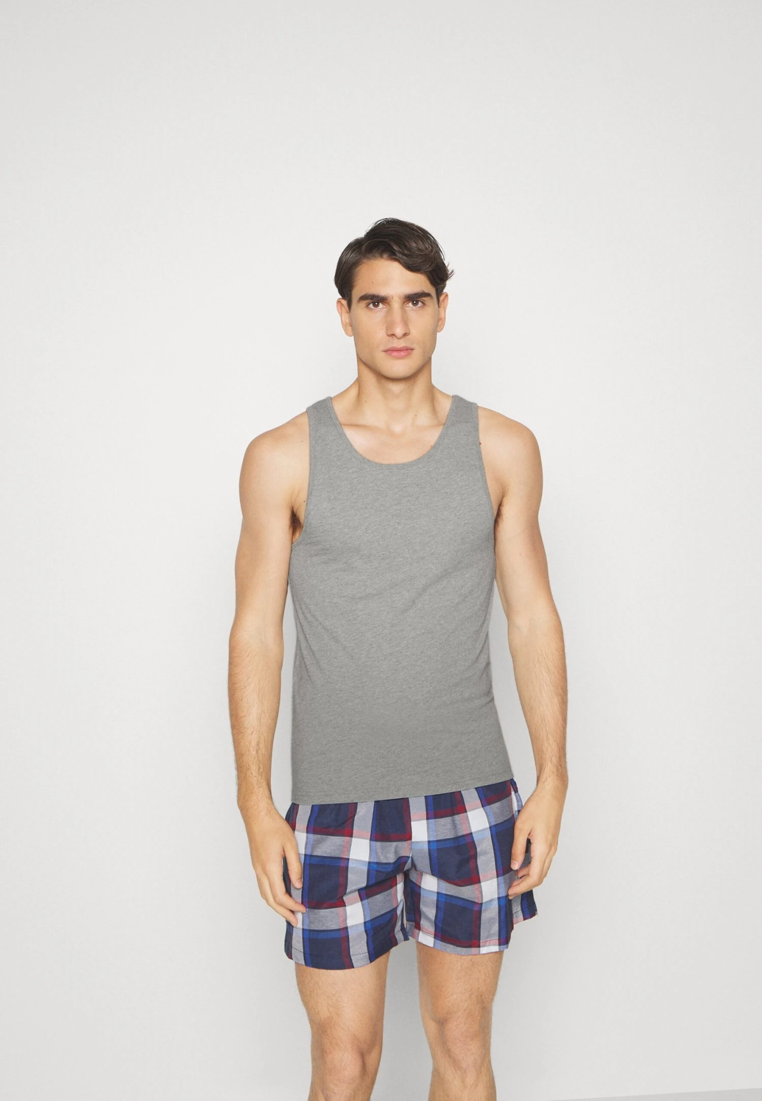 Pier One Rib Vestlue - Undershirt - Grey/White/Blue 1 Pier One Rib Vestlue - Undershirt - Grey/White/Blue