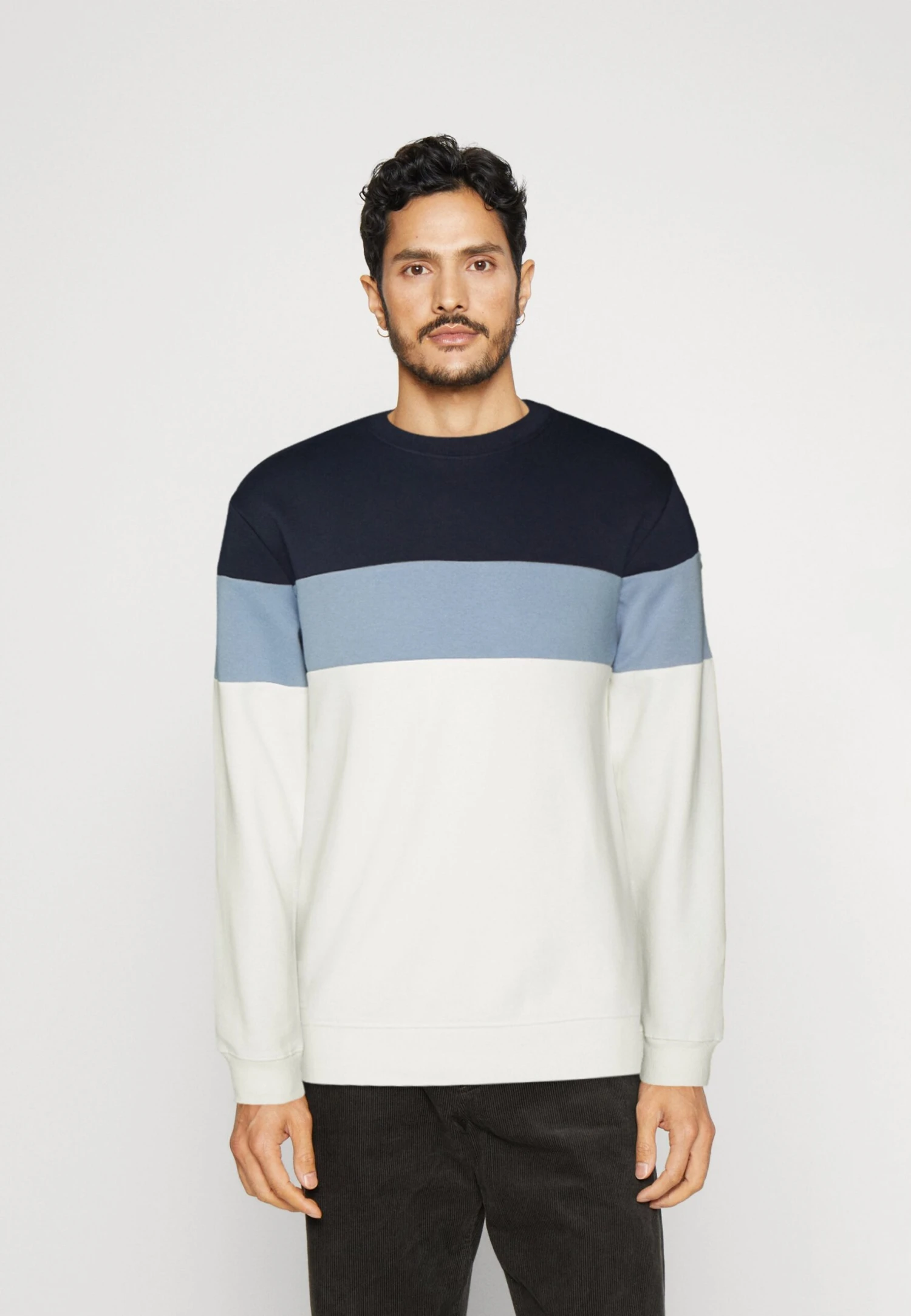 Pier One Sweatshirt - Blue/Off-White/Grey 1 Pier One Sweatshirt - Blue/Off-White/Grey