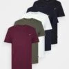 Pier One Unisex 5 Pack - Basic T-Shirt - White/Brown/Dark Blue