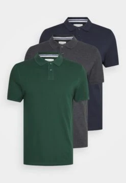 Pier One 3 Pack - Polo Shirt - Grün/Dunkelgrau/Blau