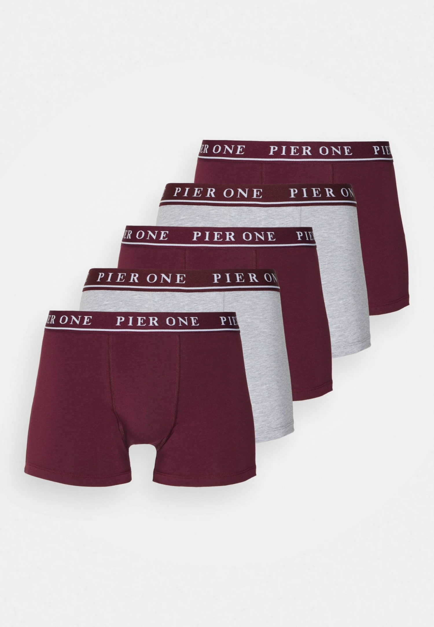 Pier One 5 Pack - Pants - Bordeaux/Mottled Grey 1 Pier One 5 Pack - Pants - Bordeaux/Mottled Grey