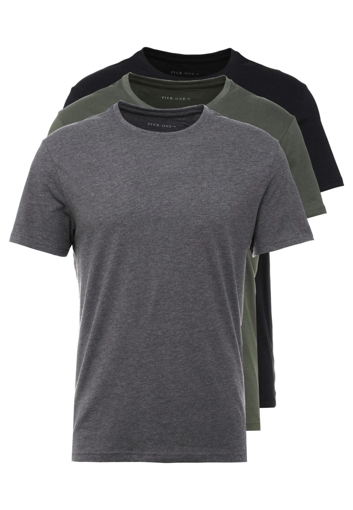 Pier One 3 Pack - Basic T-Shirt - Black/Grey/Green 6 Pier One 3 Pack - Basic T-Shirt - Black/Grey/Green - Image 6