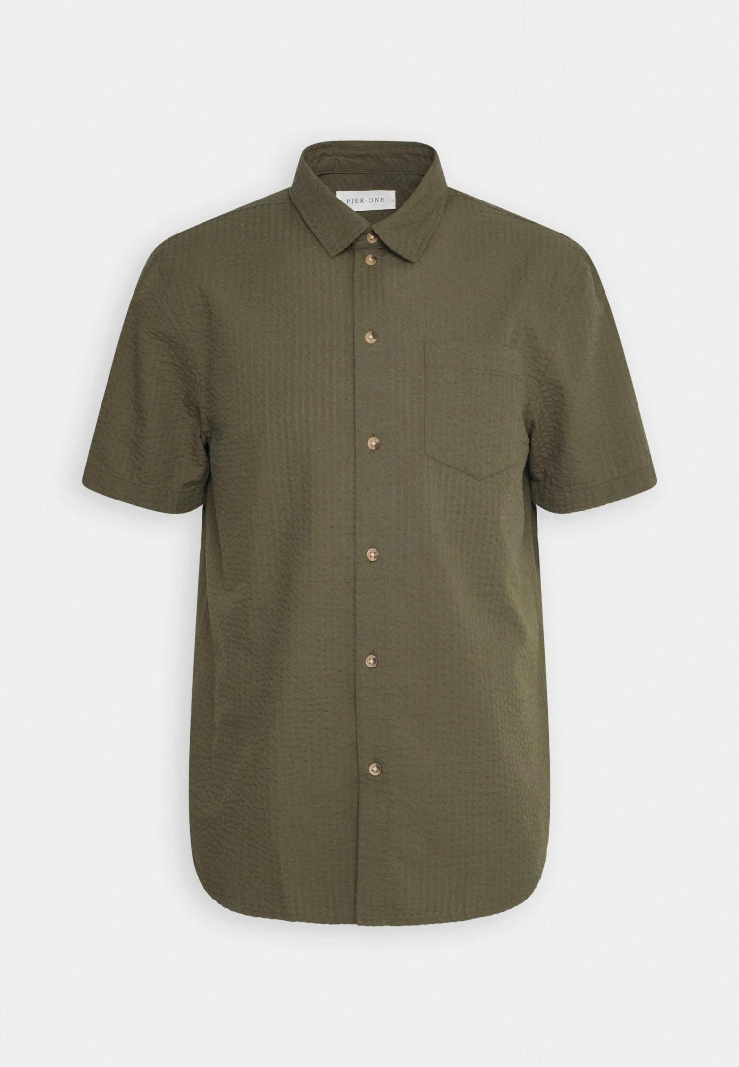 Pier One Seersucker Kent- Shirt - 604 - Olive 1 Pier One Seersucker Kent- Shirt - 604 - Olive