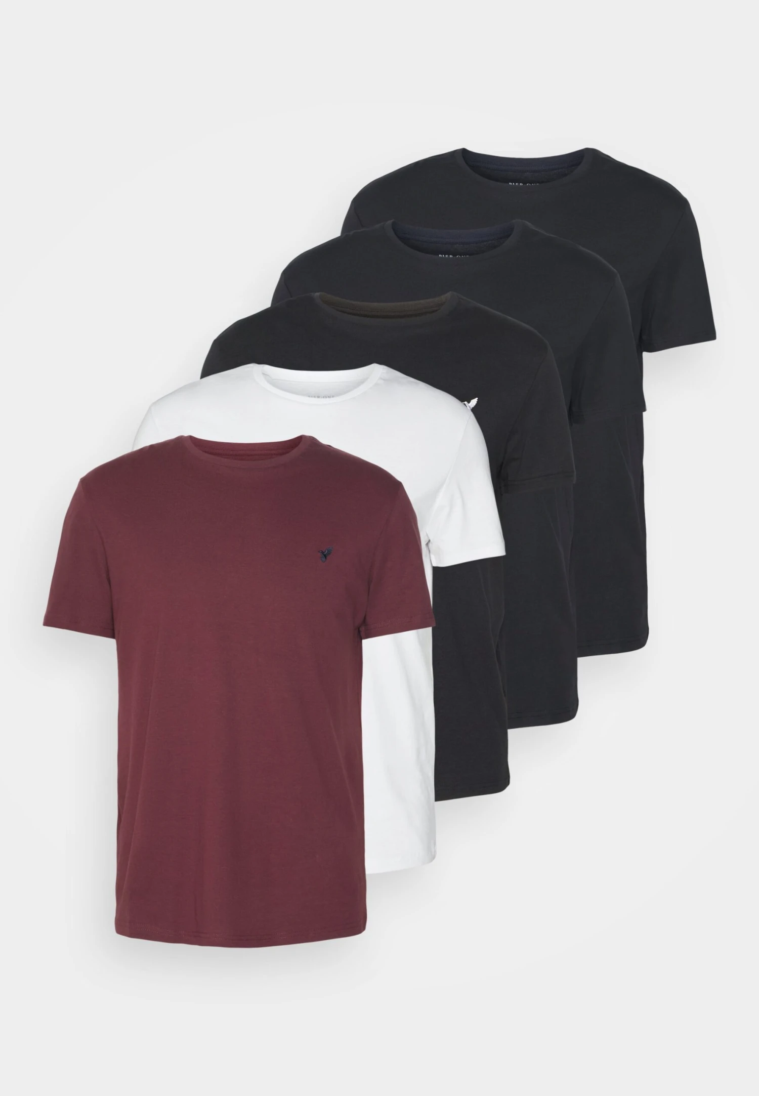 Pier One 5 Pack - Basic T-Shirt - Black/White/Dark Blue 6 Pier One 5 Pack - Basic T-Shirt - Black/White/Dark Blue - Image 6