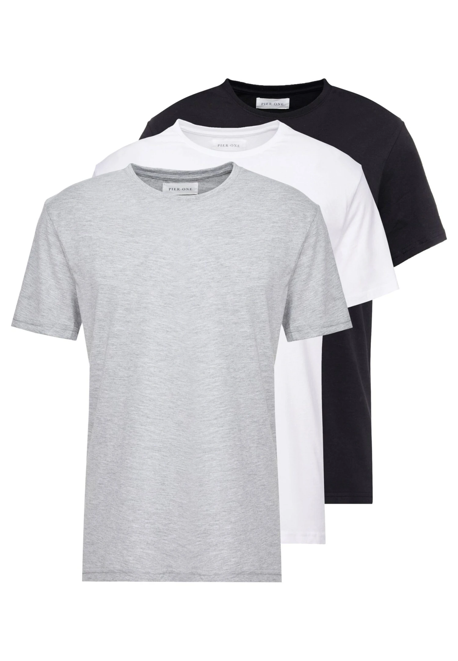 Pier One 3 Pack - Basic T-Shirt - White/Black/Light Grey 6 Pier One 3 Pack - Basic T-Shirt - White/Black/Light Grey - Image 6