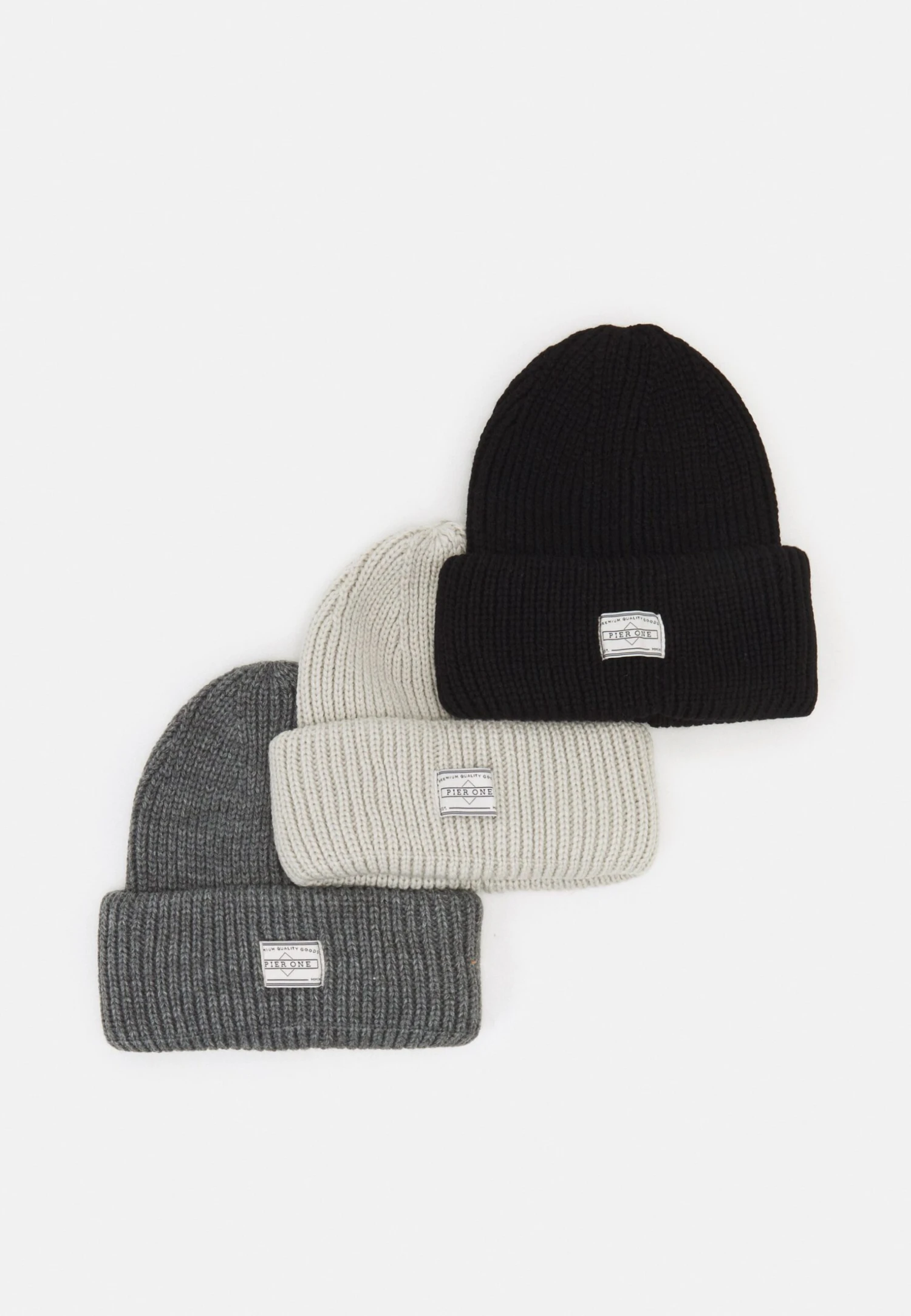 Pier One Unisex 3 Pack - Beanie - Black/Dark Grey/Off-White 1 Pier One Unisex 3 Pack - Beanie - Black/Dark Grey/Off-White