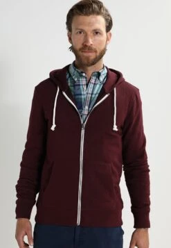 Pier One Zip-Up Sweatshirt - Bordeaux Melange